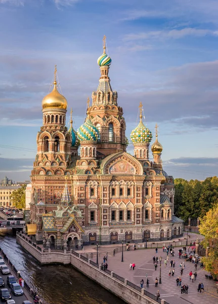 Gün Batımı Kurtarıcı Kilisesi Saint Petersburg Rusya Dökülen Kan — Stok fotoğraf