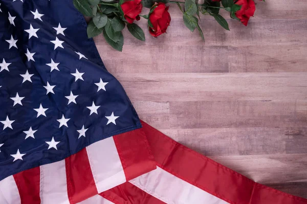 Vintage Red White Blue American Flag Memorial Day 4Th July — Stock Photo, Image