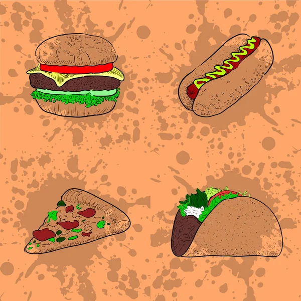 Fast food ilustracja — Wektor stockowy