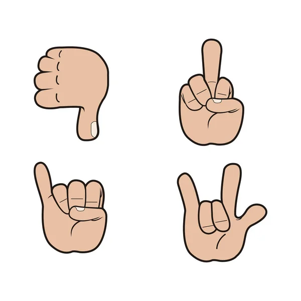 Set of hand signals — Stock Vector