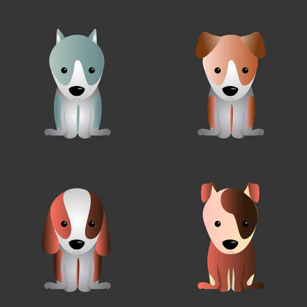 Set of cute dogs — Stock Vector