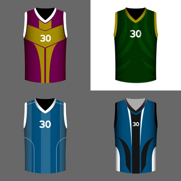 Conjunto de camisas de baloncesto — Vector de stock