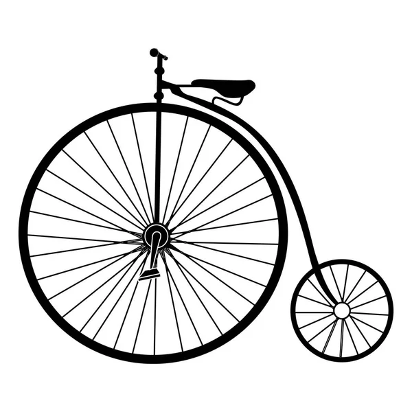고립 된 오래 된 자전거 실루엣 — 스톡 벡터