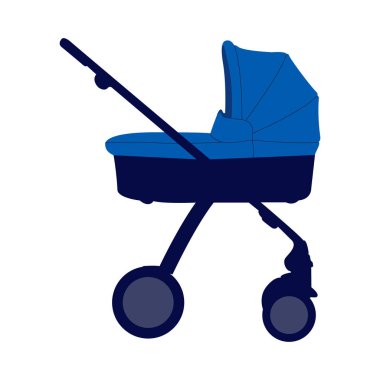İzole mavi bebek arabası