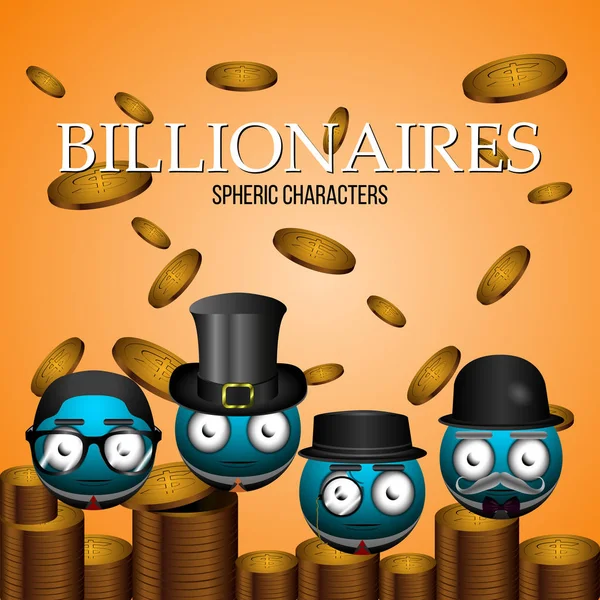 Set of billionaire emotes — Stock Vector