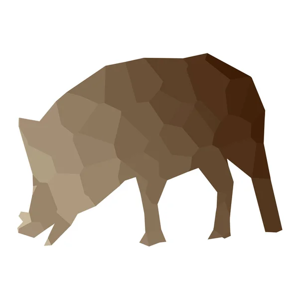 Low poly wild pig — Stock Vector