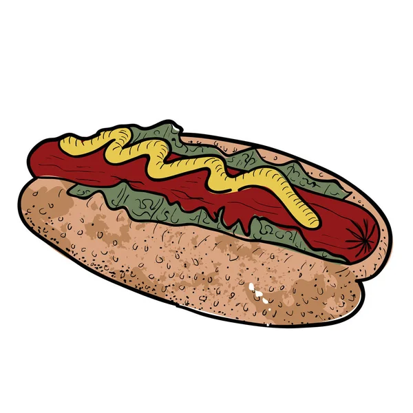 Geïsoleerde retro hotdog — Stockvector