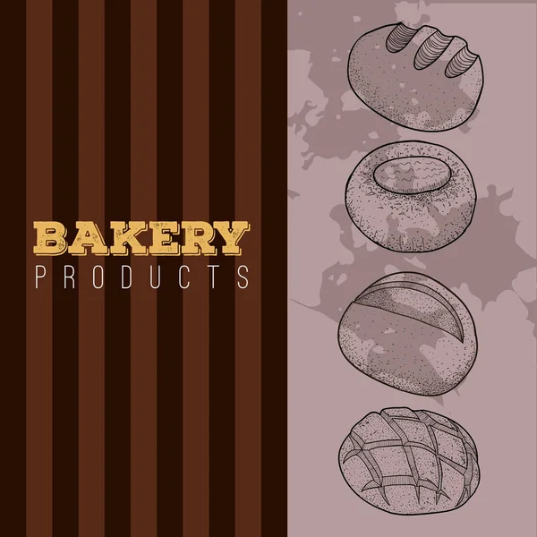 Conjunto de productos de panadería — Vector de stock