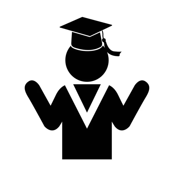 Geïsoleerde afstuderen student-pictogram — Stockvector