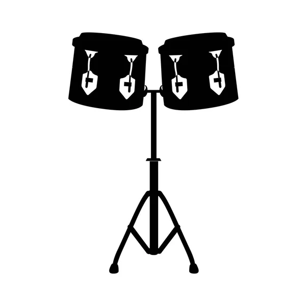 Geïsoleerde paar drums silhouet — Stockvector