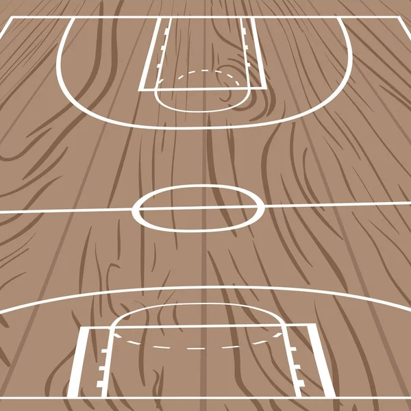 Campo de basquete de madeira — Vetor de Stock