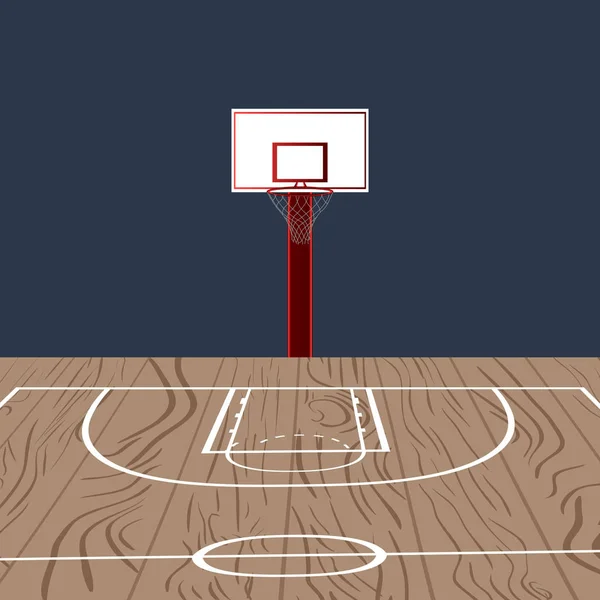 Campo de basquete de madeira — Vetor de Stock