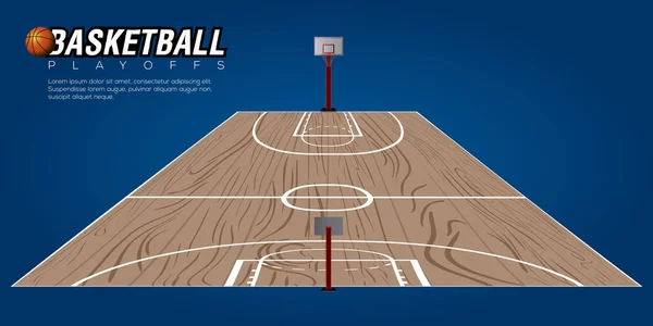 Geïsoleerde houten basketbalveld — Stockvector
