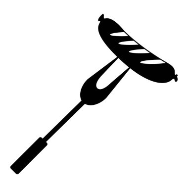 Bir sosis ile izole çatal simgesi