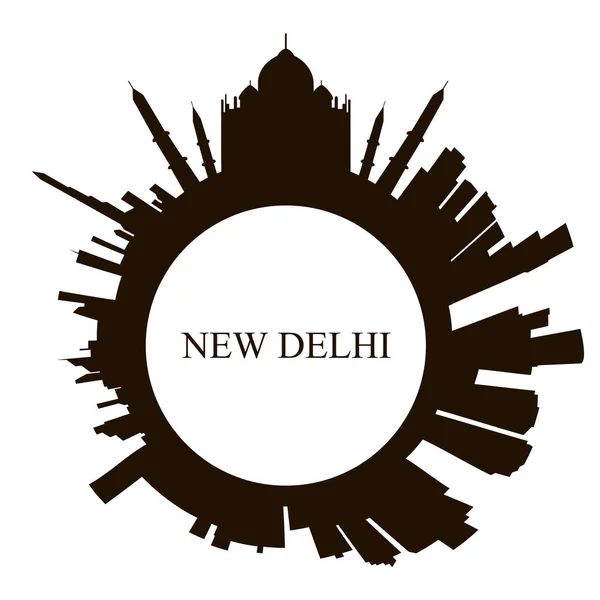 Geïsoleerde skyline van New Delhi — Stockvector