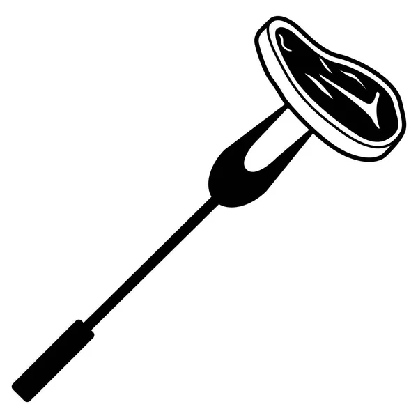 Geïsoleerde vork pictogram met een vlees — Stockvector