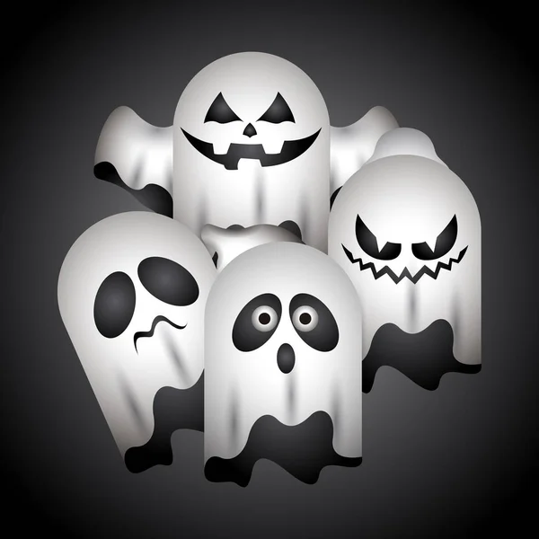 Sada halloween ghosts — Stockový vektor