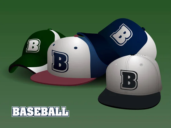 Ensemble de casquettes de baseball — Image vectorielle