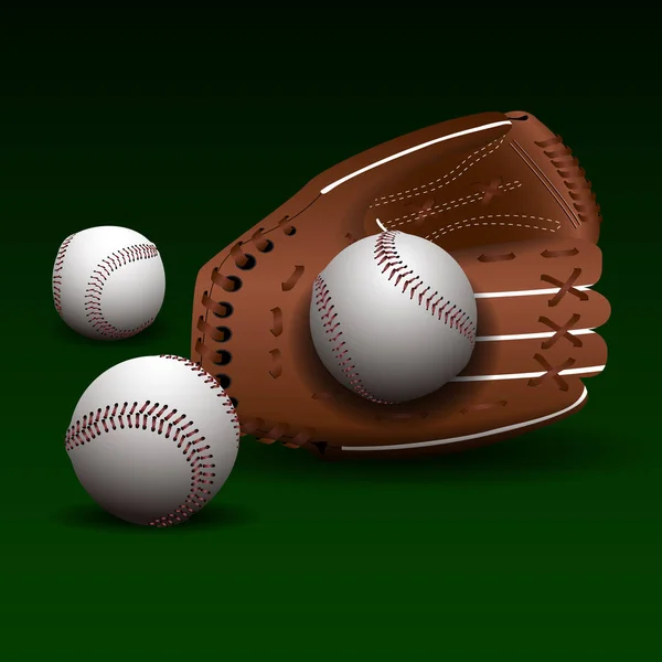 Gant de baseball avec boules — Image vectorielle