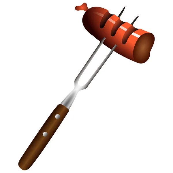 叉子上的香肠 — 图库矢量图片