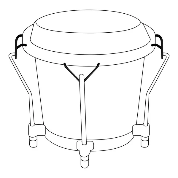 Bongo isolé contour du tambour — Image vectorielle