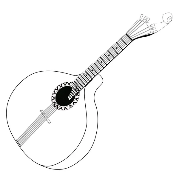 İzole Portekiz gitar anahat — Stok Vektör