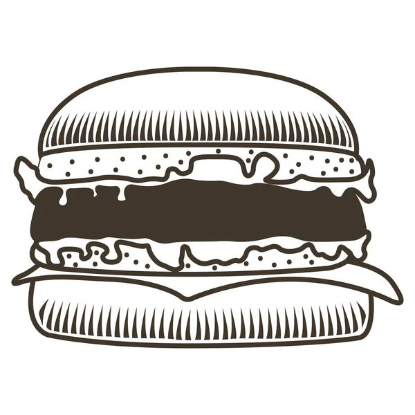 Esbozo de hamburguesa aislada — Vector de stock