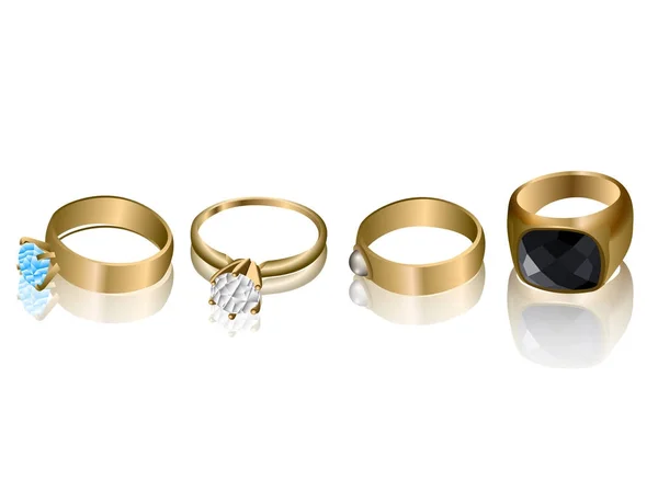 Set van gouden ringen — Stockvector