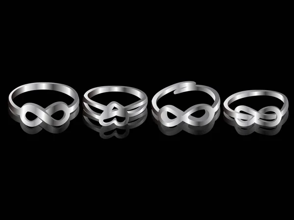 Set de anillos de plata — Archivo Imágenes Vectoriales