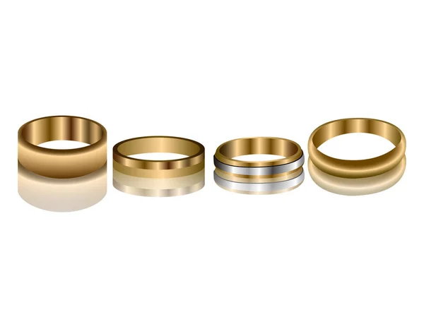 Conjunto de anillos de oro — Archivo Imágenes Vectoriales