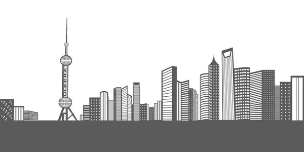 Izolované panoráma města Šanghaj — Stockový vektor