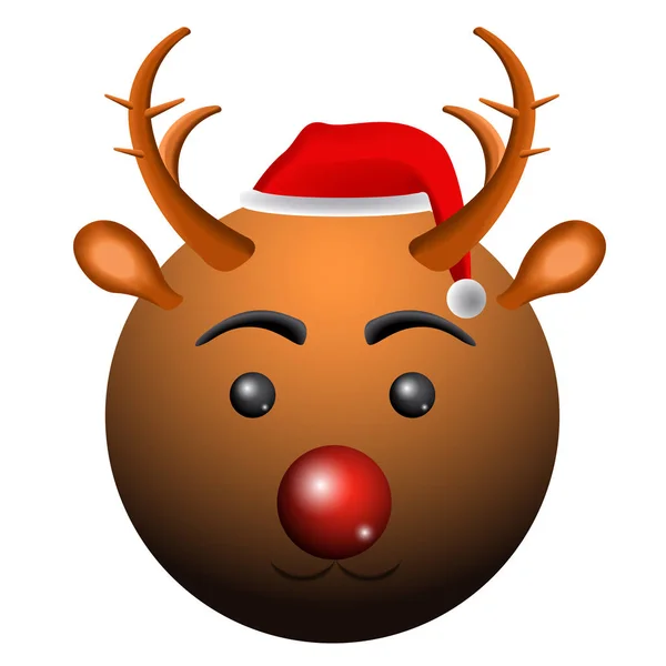 Happy reindeer emoji — Stock Vector