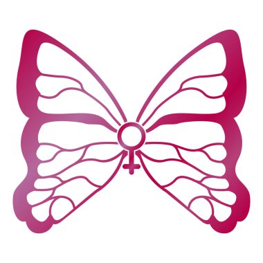 Kelebek kanatları olan dişi sembolü