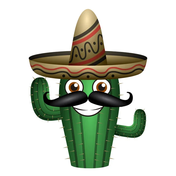 Cactus feliz con sombrero — Vector de stock