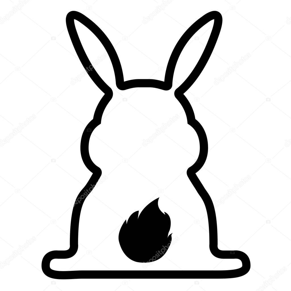 Rear view of a cute rabbit