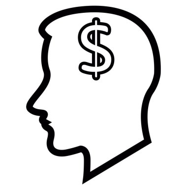 Kafa siluet bir para ile