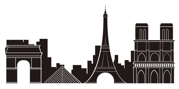 Silueta de paisaje urbano de París — Vector de stock