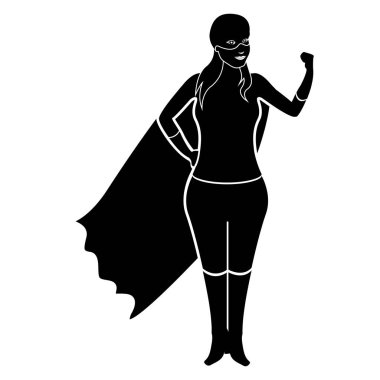 Süper kadın karikatür karakter siluet