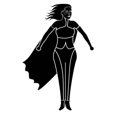 Süper kadın karikatür karakter siluet