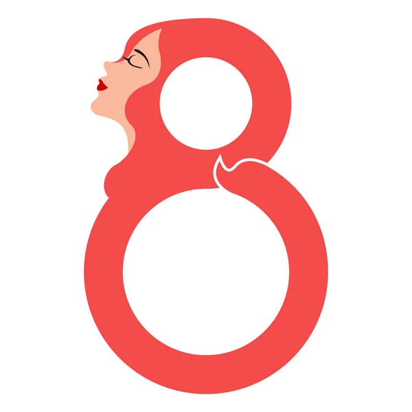 Flicka-avatar med nummer åtta. Glad kvinnodagen — Stock vektor