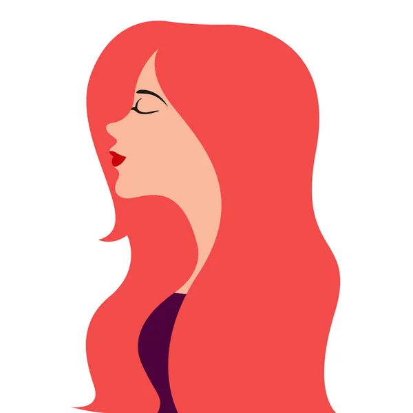 Chica avatar con el pelo largo. Feliz día de las mujeres — Vector de stock