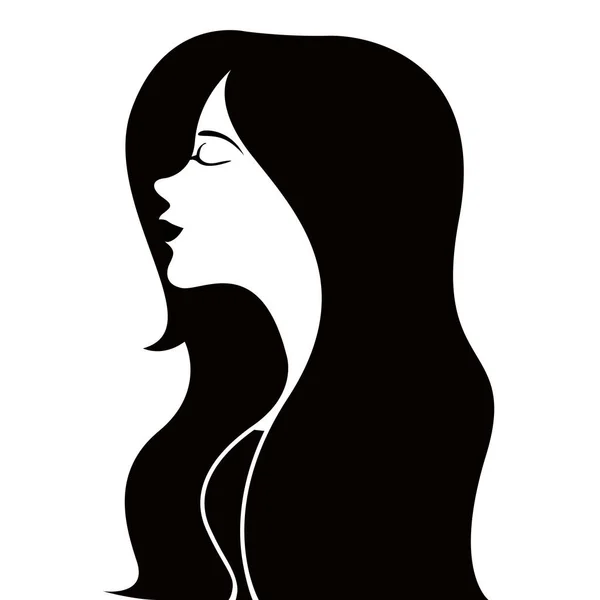 Avatar menina com cabelo comprido. Dia de mulheres felizes —  Vetores de Stock