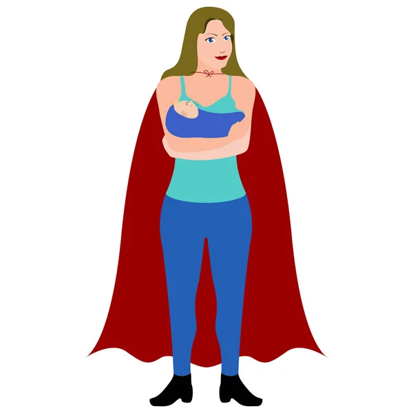 Karakter kartun superwoman - Stok Vektor