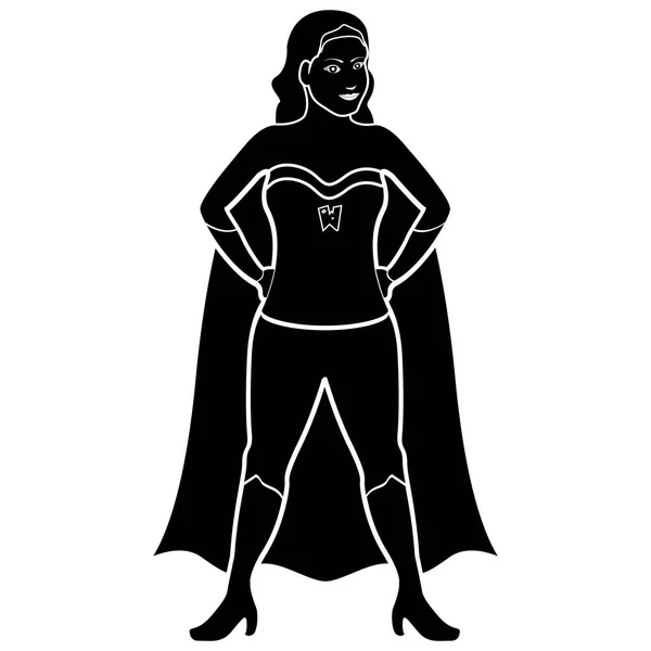 Superwoman cartoon karakter silhouet — Stockvector