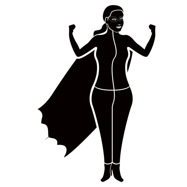 Superwoman cartoon karakter silhouet — Stockvector