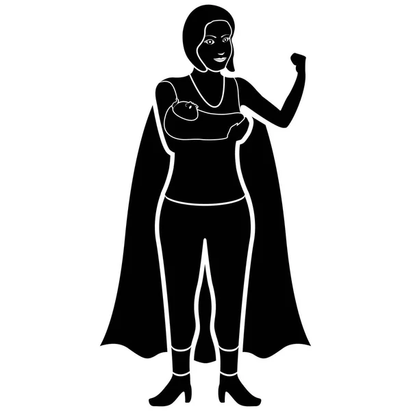 Superwoman cartoon karakter silhouet — Stockvector