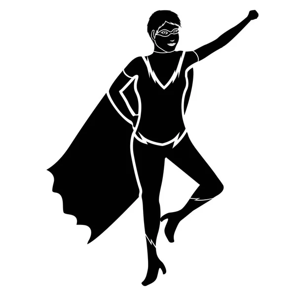 Superwoman tecknad karaktär siluett — Stock vektor