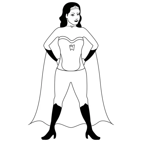 Esbozo de personaje de dibujos animados Superwoman — Vector de stock