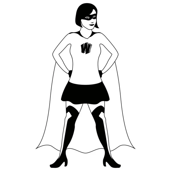 Superwoman cartoon karakter schets — Stockvector