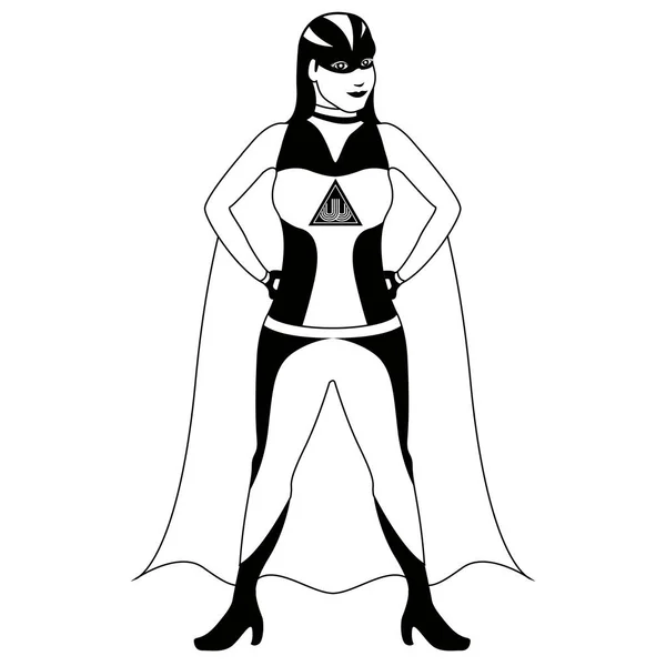 Superwoman Zeichentrickfigur Skizze — Stockvektor